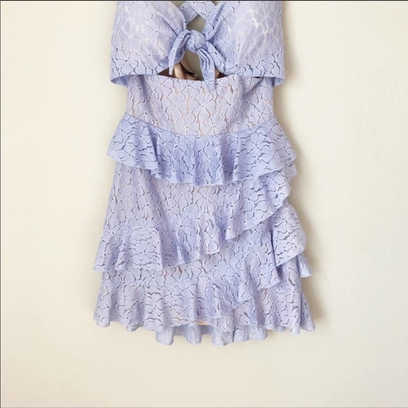 RYSE Ashley Fit & Flare Ruffle Dress Periwinkle - Picture 2 of 7
